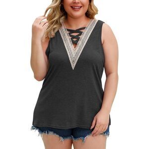 Women’s Dark Gray Casual Lace Tank Top